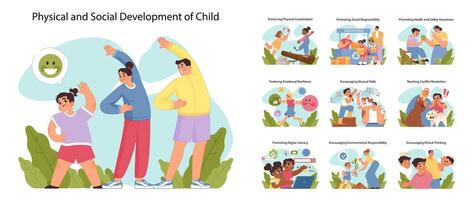 Child development set. Flat vector illustration