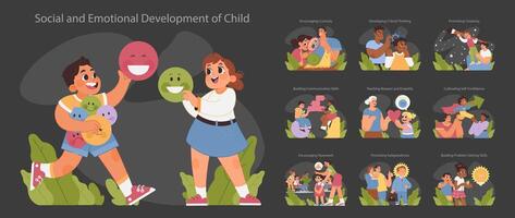 Child development set. Flat vector illustration