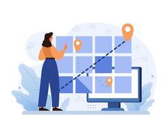 Digital navigation concept. Flat vector illustration