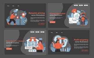 Retail Profit Plan web or landing. Showcasing dynamic pricing, AI-driven data analysis. vector