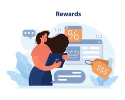 Rewards program exploration. Flat vector illustration