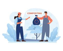 Composting Process Explained concept. Flat vector illustration.