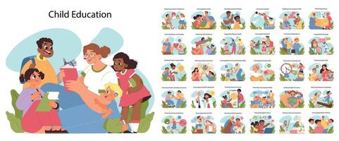 Child education big set. Flat vector illustration