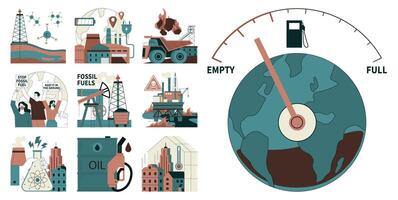 fósil combustible colocar. fósil recursos extracción y sus impacto en clima cambiar. vector