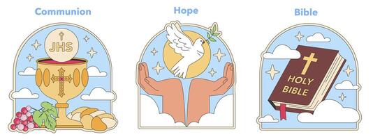 Christianity symbols. Flat vector illustration