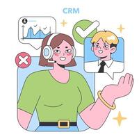 data analytics and CRM software. Flat vector illustration