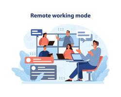 Remote Working mode. A dynamic team engages in digital collaboration across. vector