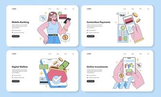 Fintech Interface set. Flat vector illustration