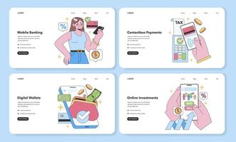 Fintech Interface set. Flat vector illustration