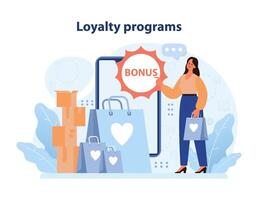 Loyalty program rewards. Flat vector illustration