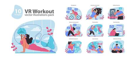 Engage in a futuristic fitness journey with our VR Workout vector pack.