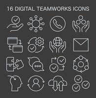 digital trabajos en equipo icono colocar. plano vector ilustración