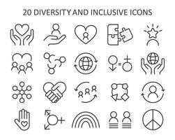Inclusive society set. A collection of icons representing unity, equality vector