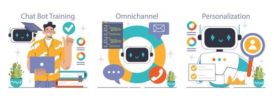 Chat Bot set. Flat vector illustration