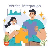 Vertical integration. Company's supply chain optimization and control. vector