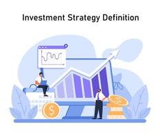 Strategic Investment Planning set. Defining robust investment strategies, vector