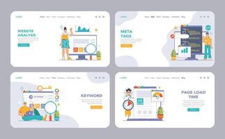Website analysis web or landing set. Conversion rate and traffic analysis vector