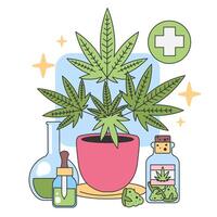 Medical cannabis concept. Flat vector illustration