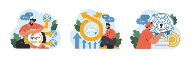 Thinking Concepts set. Flat vector illustration