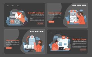 Business strategy set. Flat vector illustration