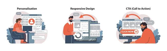 Web Development set. Flat vector illustration