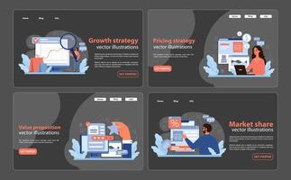 Business strategies set. Flat vector illustration