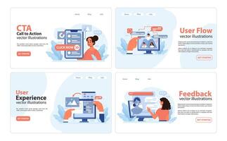 User Experience set. Flat vector illustration