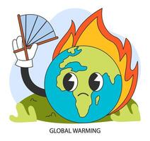 Climate change. Planet temperature rising and sea level rising due vector