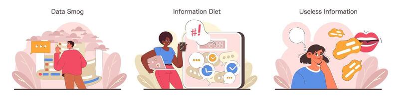 Information Overload set. Flat vector illustration