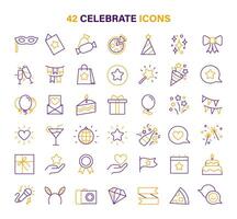 A collection of 42 unique celebration-themed vector icons, capturing the essence of the holidays.