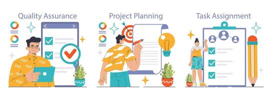 Project Management set. Flat vector illustration.