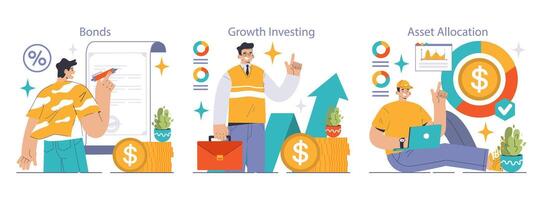 Investment set. Flat vector illustration