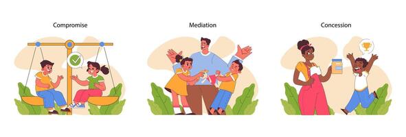 Conflict Resolution set. Flat vector illustration