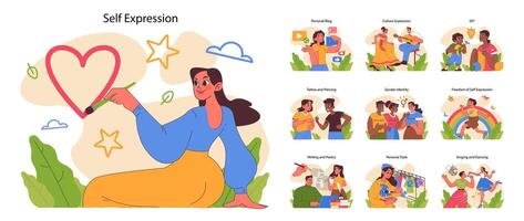 Self expression set. Flat vector illustration