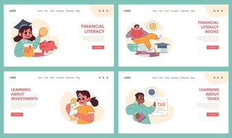 Child Financial Literacy set. Flat vector illustration