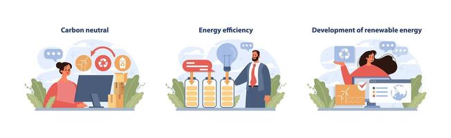 Sustainable energy set. Flat vector illustration