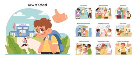 New at school concept. Flat vector illustration