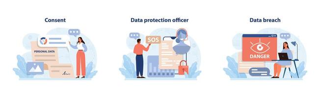 Data Privacy set. Flat vector illustration