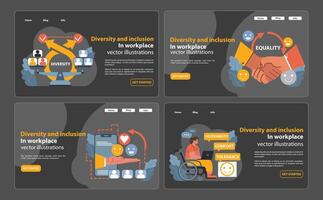 Diversity and inclusion set. Flat vector illustratio