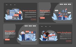 inversión estrategias colocar. plano vector ilustración