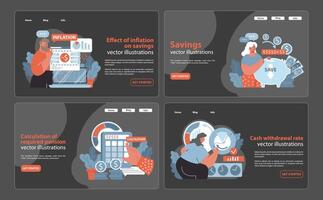 Retirement Readiness set. Visualizing savings growth vector