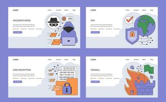 datos intimidad web bandera o aterrizaje página. ciber o web seguridad. base de datos vector