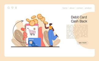 Cashback loyalty program web banner or landing page. Client retention vector