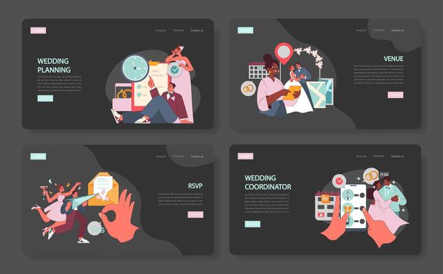 Wedding Planner set. Flat vector illustration.