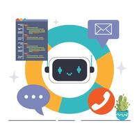 Omnichannel concept. A centralized chatbot facilitates seamless communication vector