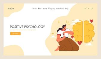 Positive psychology web banner or landing page. Positive thinking vector