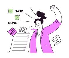 Employee efficiency. Business employee productive multitasking. Time management vector