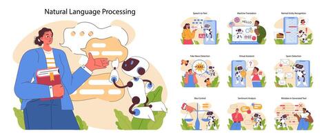 Natural language processing concept. Flat vector illustration