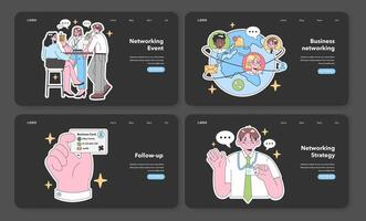 Networking set. Flat vector illustration