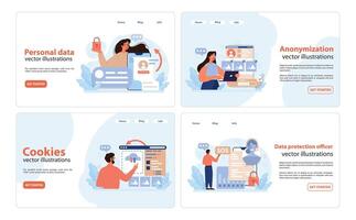 Data Privacy Set. Flat vector illustration